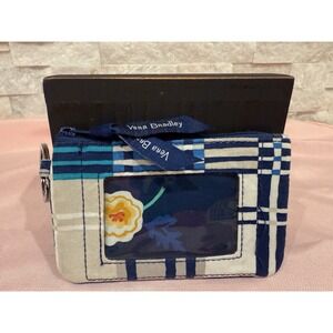 Vera Bradley's ZIP ID CASE in SANTIAGO WOVEN Pattern, Navy 3" x 5", KEYRING, NWT